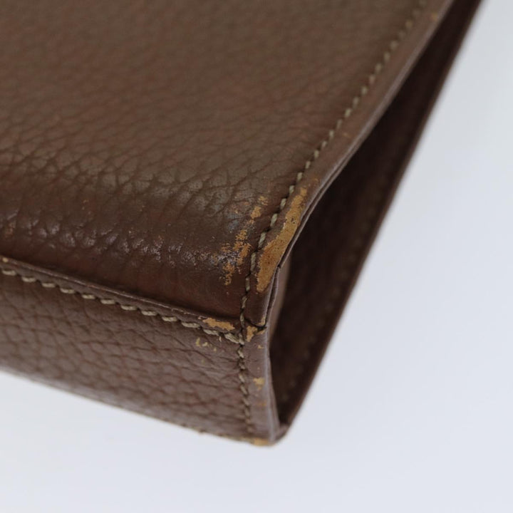 Burberry Clutch Bag Leather Brown Auth ti1816