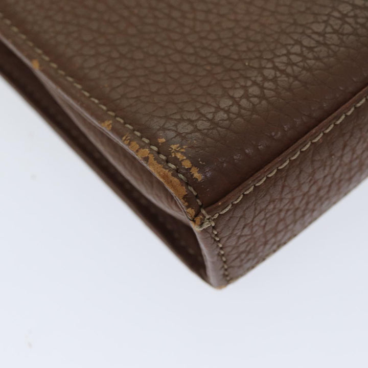 Burberry Clutch Bag Leather Brown Auth ti1816