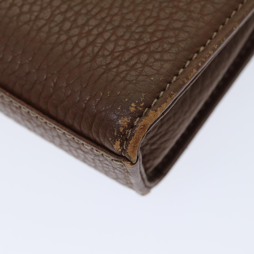 Burberry Clutch Bag Leather Brown Auth ti1816