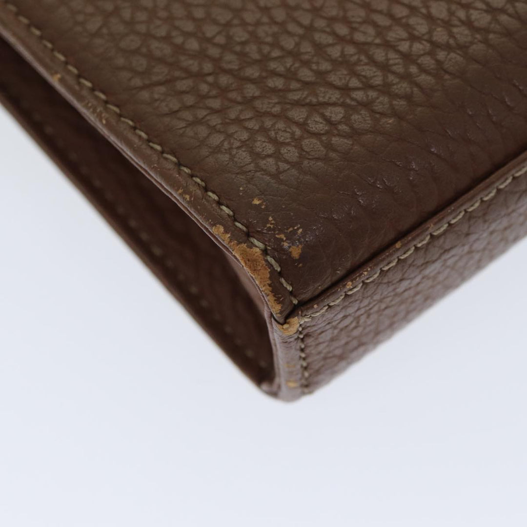 Burberry Clutch Bag Leather Brown Auth ti1816