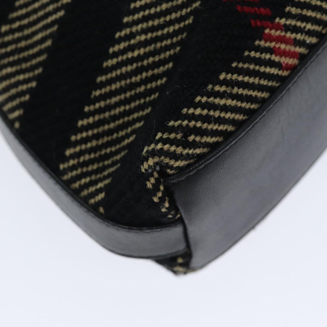 Burberry Nova Check Shoulder Bag Canvas Black Auth ti1818