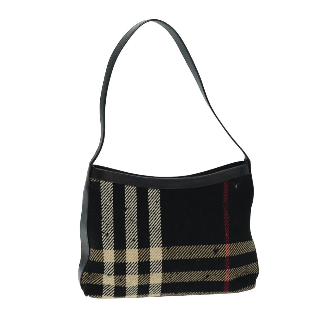 Burberry Nova Check Shoulder Bag Canvas Black Auth ti1818