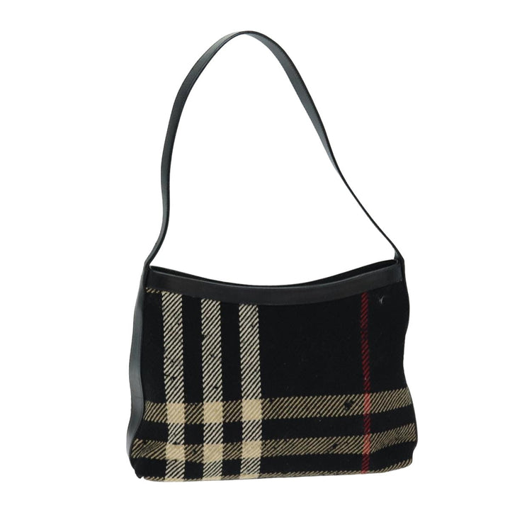 Burberry Nova Check Shoulder Bag Canvas Black Auth ti1818