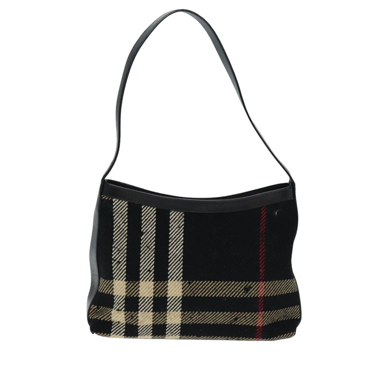 Burberry Nova Check Shoulder Bag Canvas Black Auth ti1818