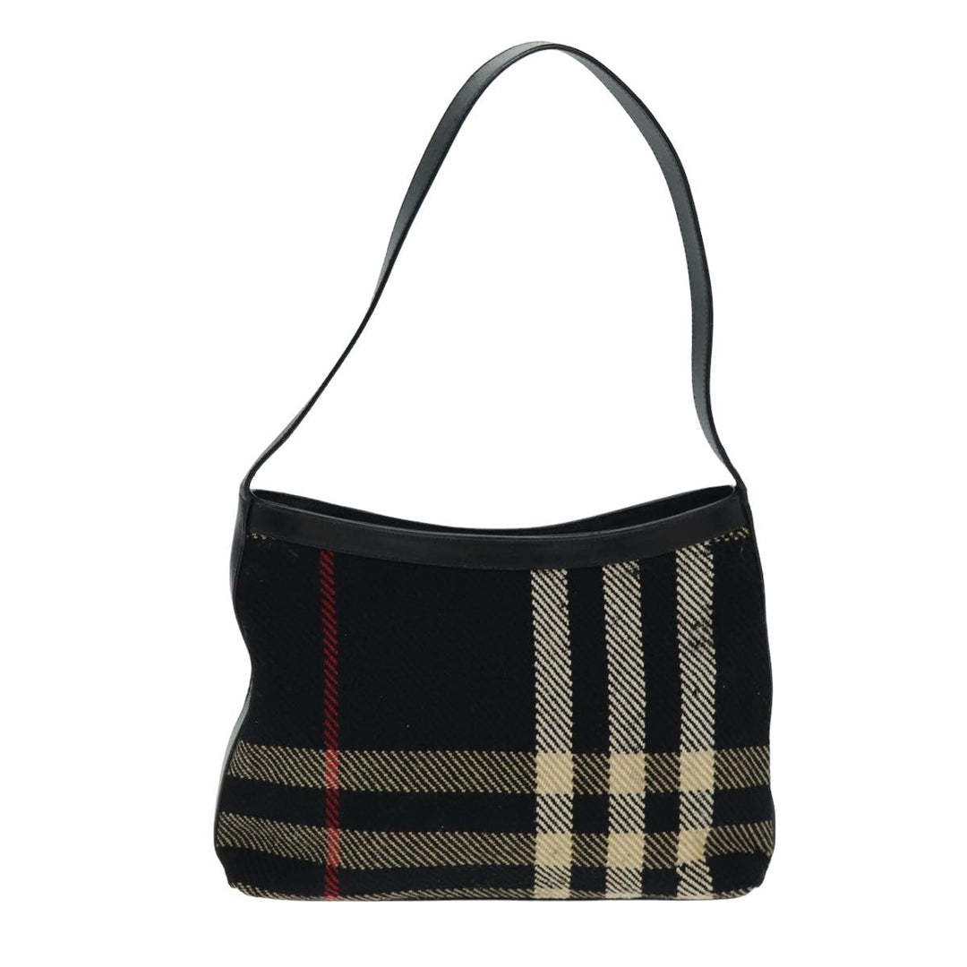 Burberry Nova Check Shoulder Bag Canvas Black Auth ti1818