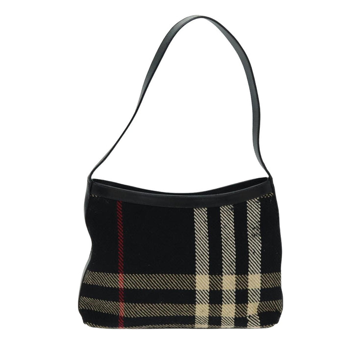 Burberry Nova Check Shoulder Bag Canvas Black Auth ti1818