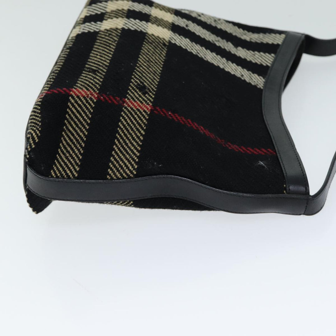 Burberry Nova Check Shoulder Bag Canvas Black Auth ti1818