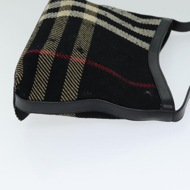 Burberry Nova Check Shoulder Bag Canvas Black Auth ti1818