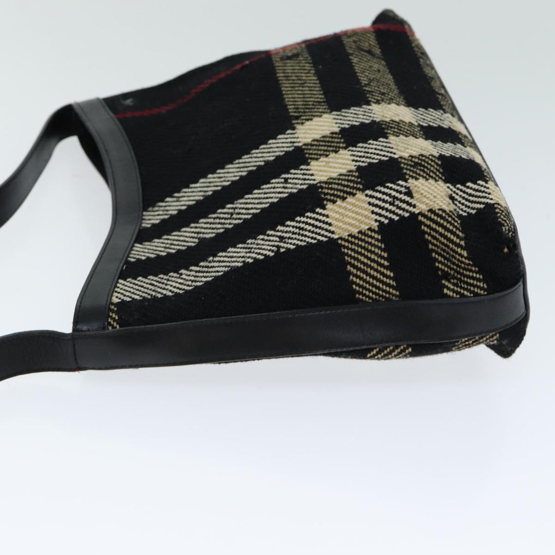 Burberry Nova Check Shoulder Bag Canvas Black Auth ti1818