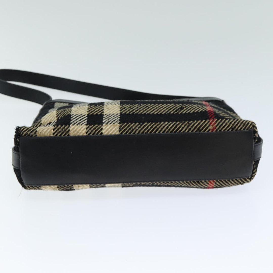 Burberry Nova Check Shoulder Bag Canvas Black Auth ti1818