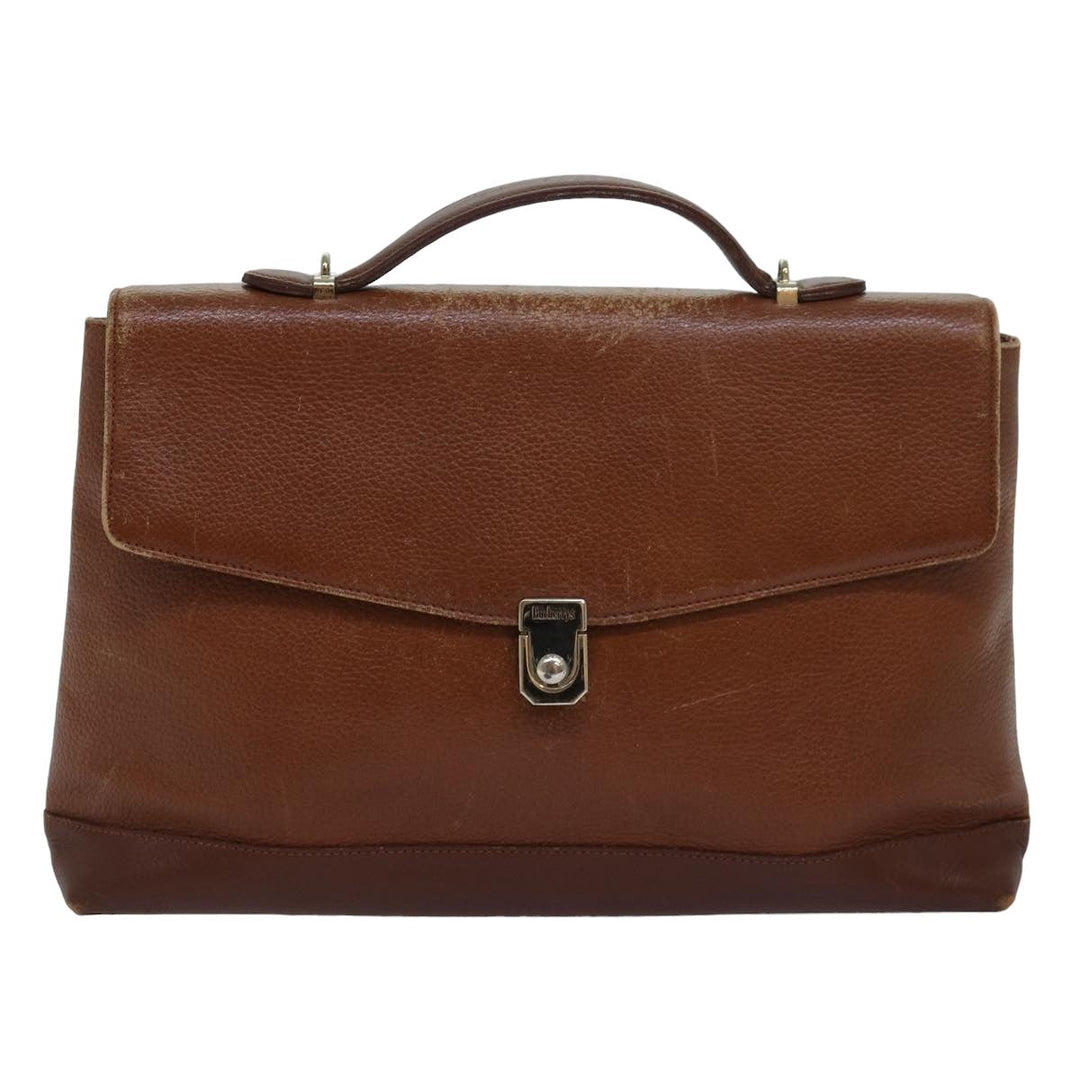 Burberry Hand Bag Leather 2way Brown Auth ti1821