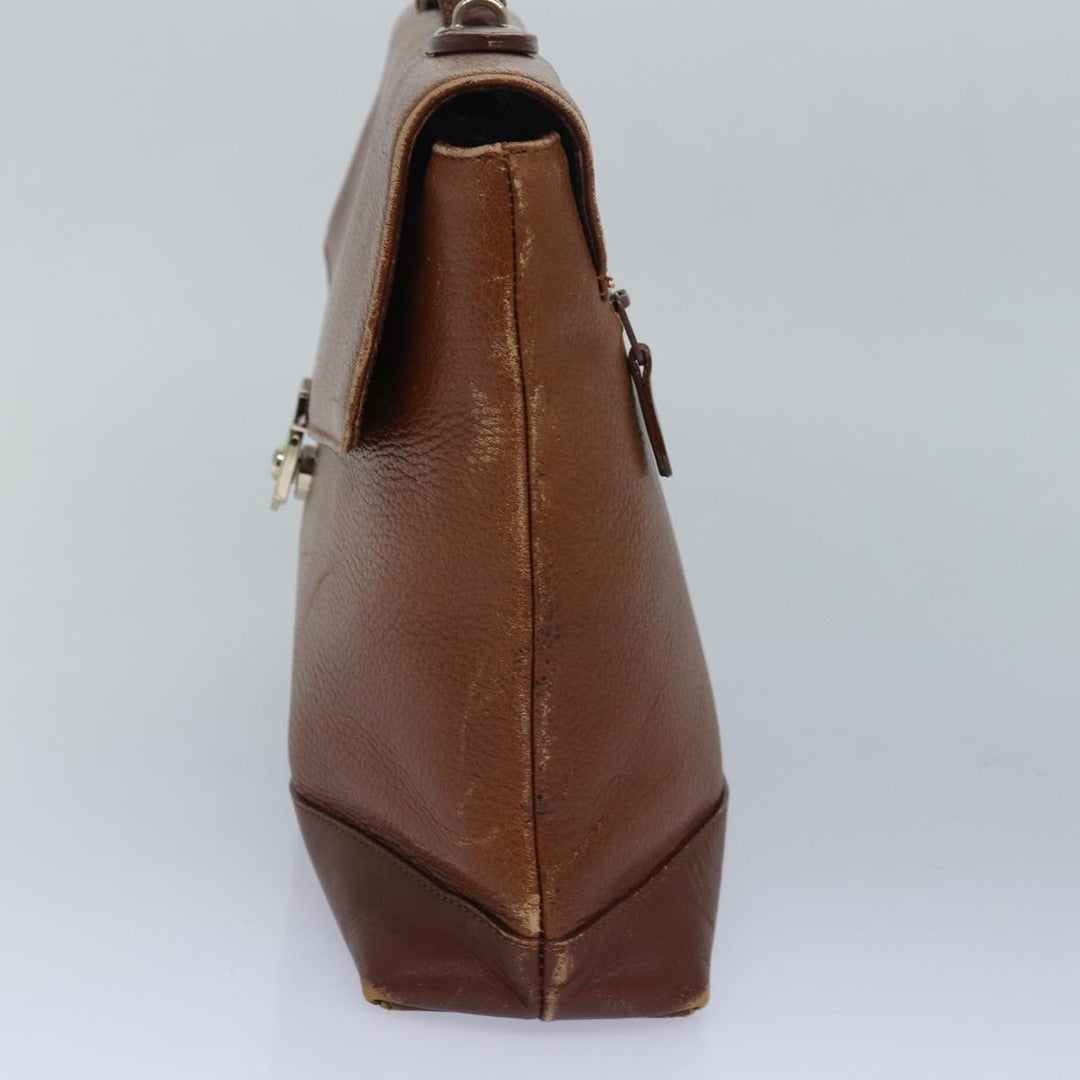 Burberry Hand Bag Leather 2way Brown Auth ti1821