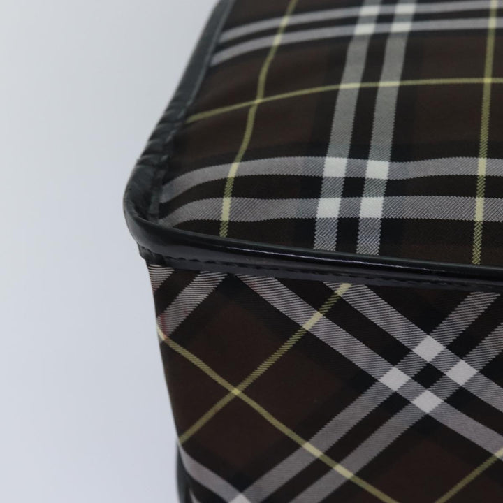 BurberrySs Nova Check Blue Label Tote Bag Nylon Leather Brown Black Auth ti1822