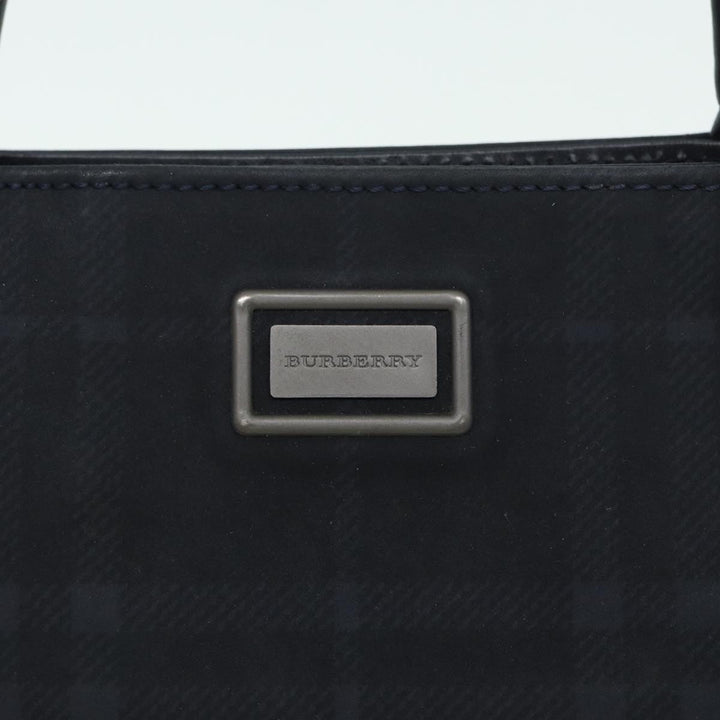 Burberry Nova Check Hand Bag Canvas Navy Auth ti1824