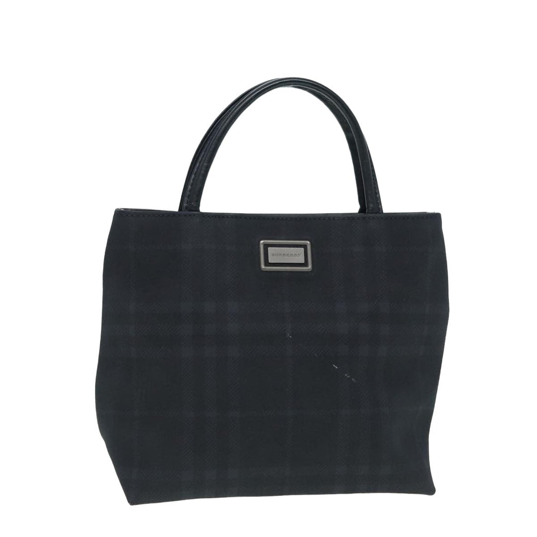 Burberry Nova Check Hand Bag Canvas Navy Auth ti1824