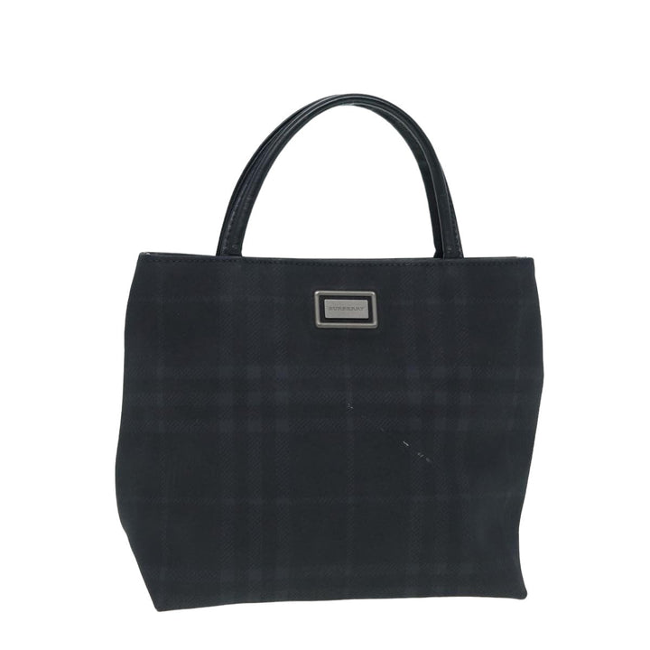 Burberry Nova Check Hand Bag Canvas Navy Auth ti1824
