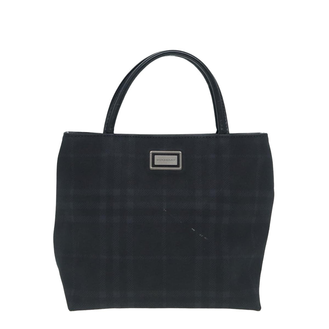 Burberry Nova Check Hand Bag Canvas Navy Auth ti1824