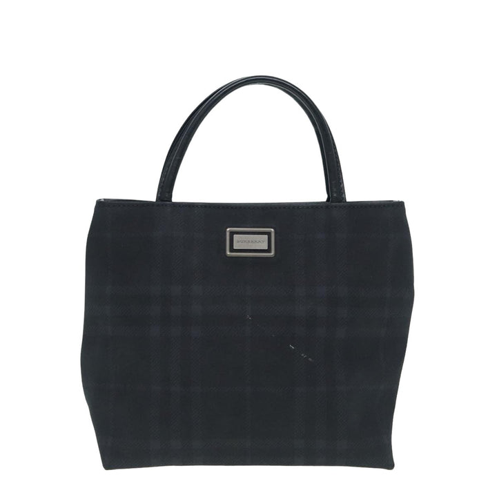 Burberry Nova Check Hand Bag Canvas Navy Auth ti1824