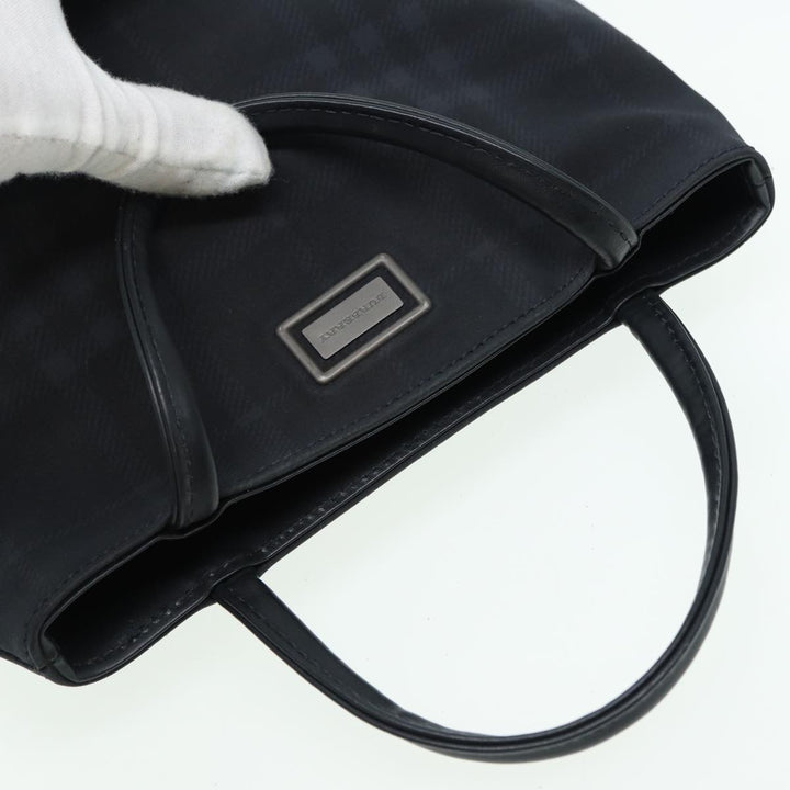 Burberry Nova Check Hand Bag Canvas Navy Auth ti1824