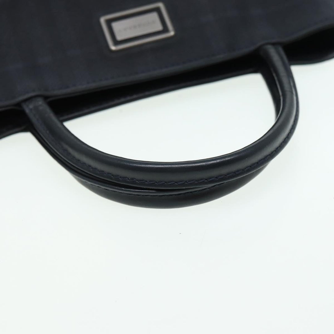 Burberry Nova Check Hand Bag Canvas Navy Auth ti1824