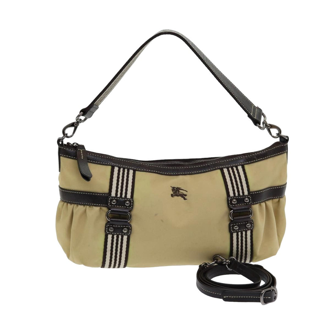 Burberry Blue Label Shoulder Bag Nylon 2way Beige Auth ti1840