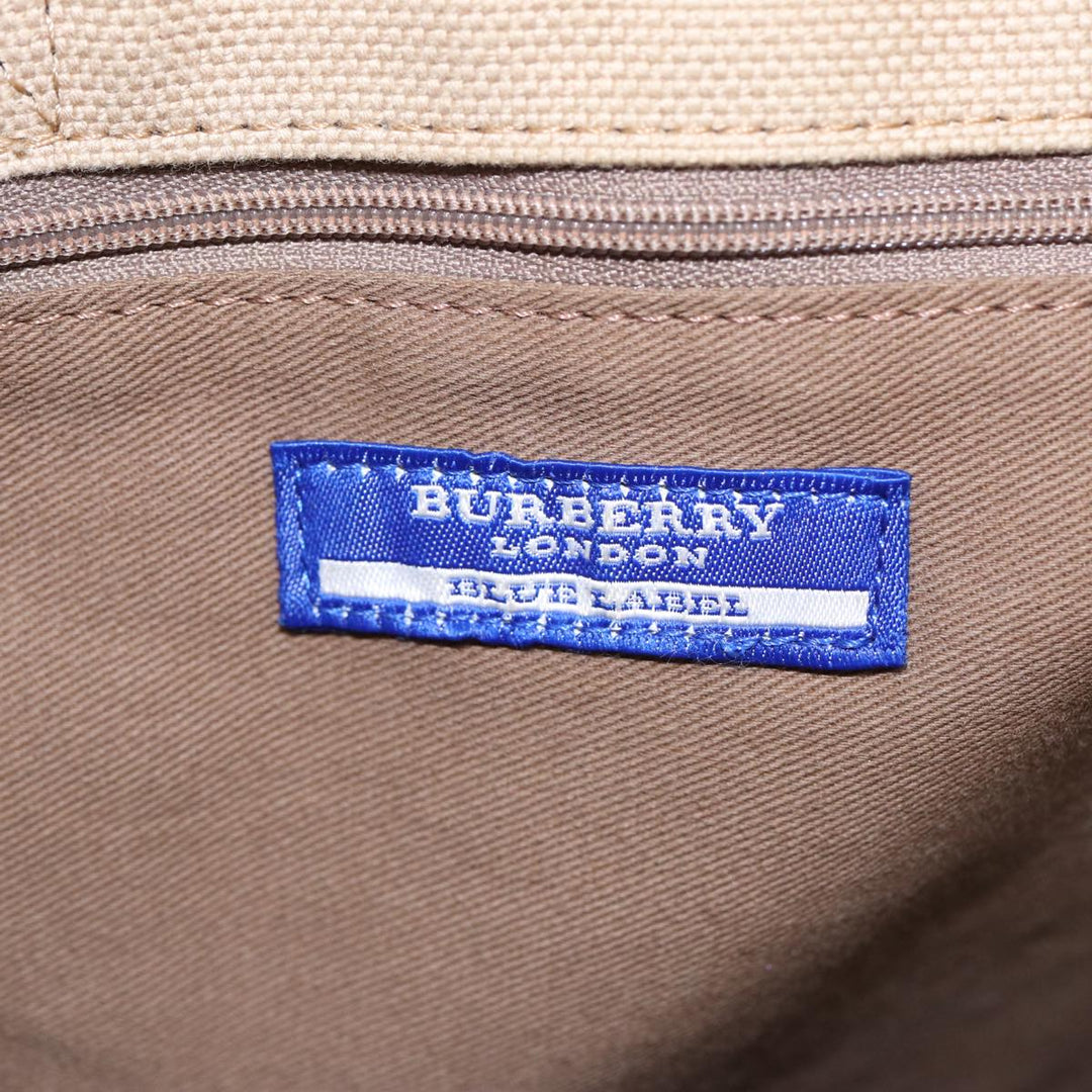 Burberry Blue Label Hand Bag Canvas Beige Auth ti1842