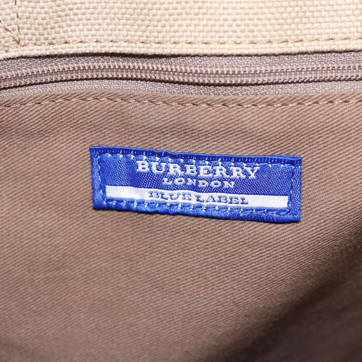 Burberry Blue Label Hand Bag Canvas Beige Auth ti1842
