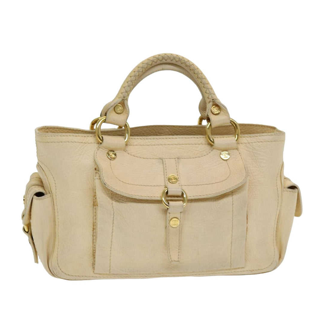 Celine Boogie bag Hand Bag Leather Beige Auth ti1845
