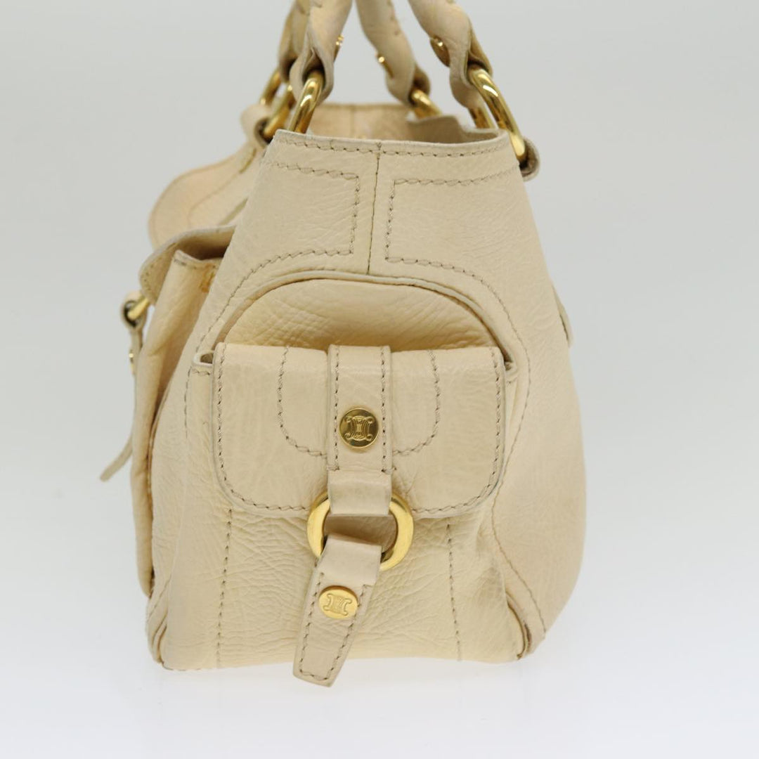 Celine Boogie bag Hand Bag Leather Beige Auth ti1845
