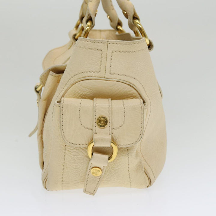 Celine Boogie bag Hand Bag Leather Beige Auth ti1845