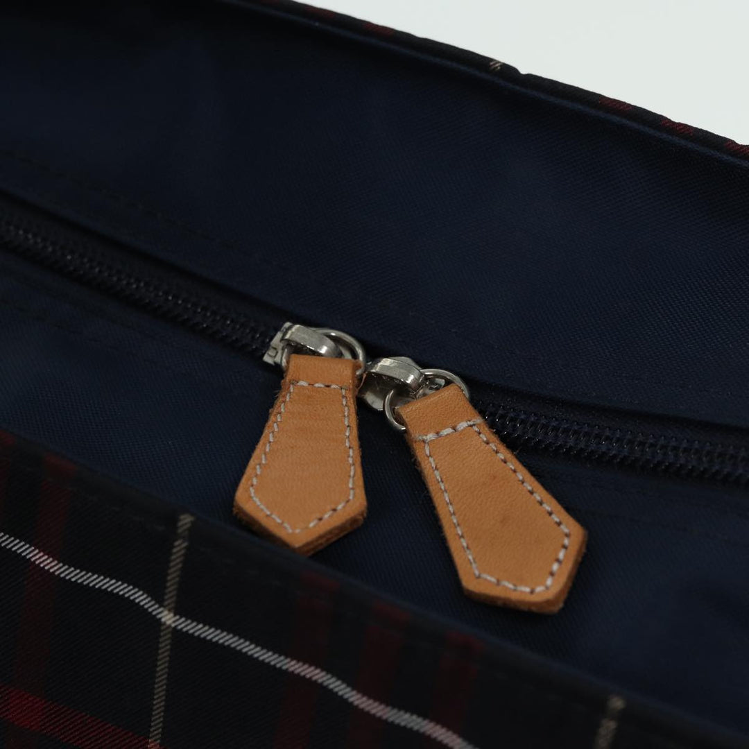 Burberry Nova Check Blue Label Hand Bag Nylon Red Navy Auth ti1865