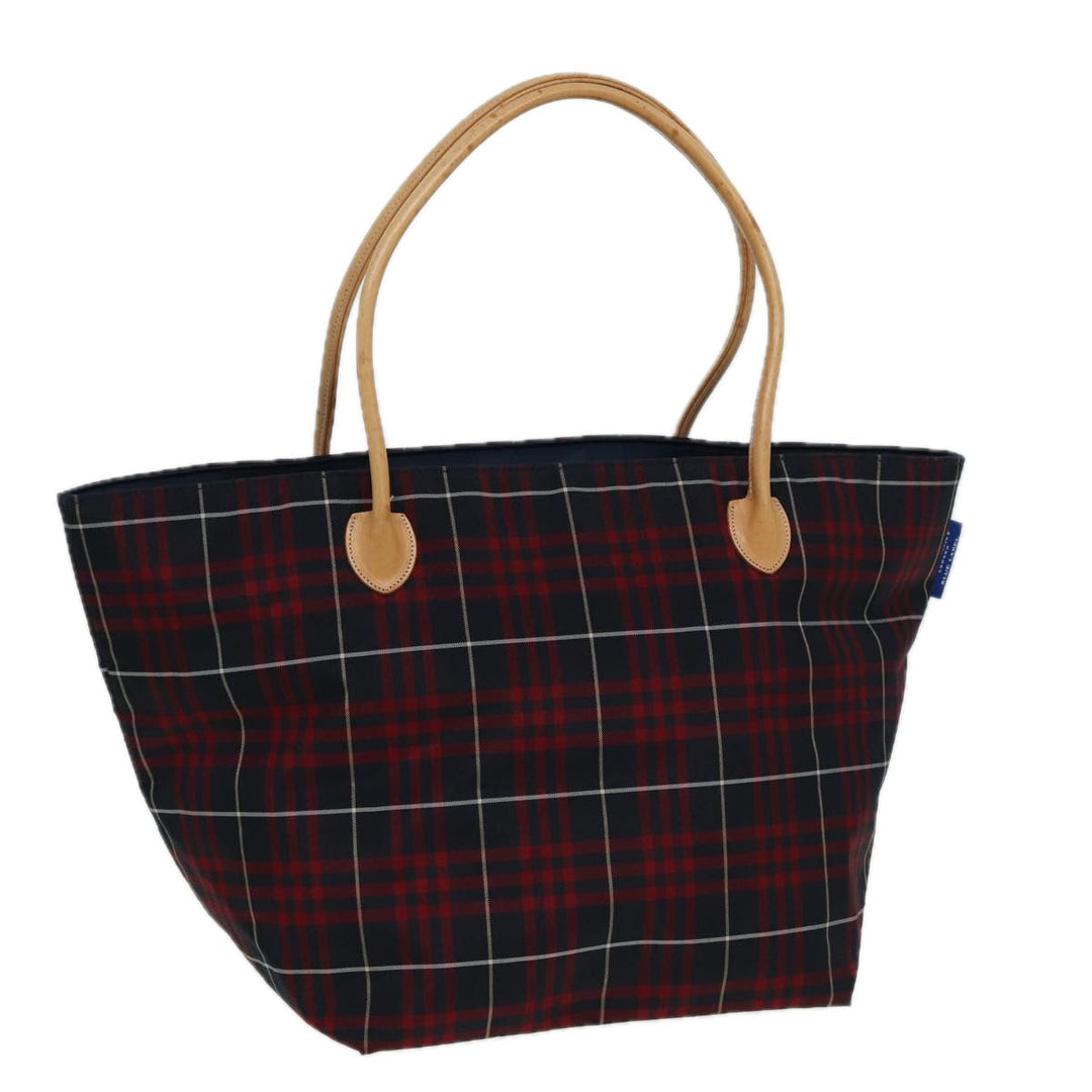 Burberry Nova Check Blue Label Hand Bag Nylon Red Navy Auth ti1865