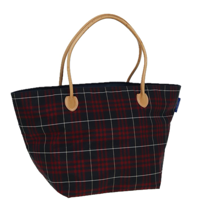 Burberry Nova Check Blue Label Hand Bag Nylon Red Navy Auth ti1865