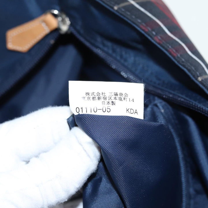 Burberry Nova Check Blue Label Hand Bag Nylon Red Navy Auth ti1865