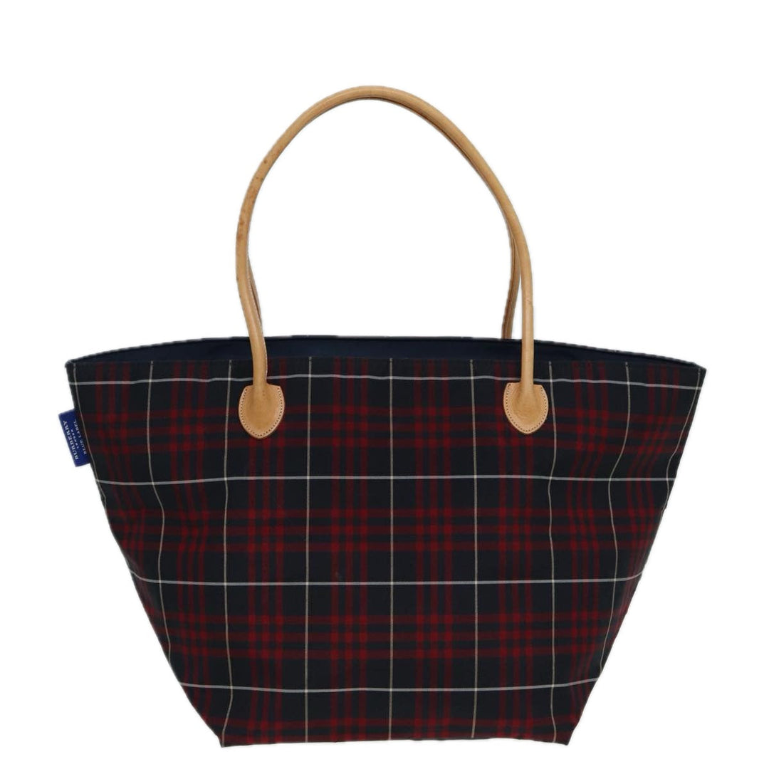 Burberry Nova Check Blue Label Hand Bag Nylon Red Navy Auth ti1865