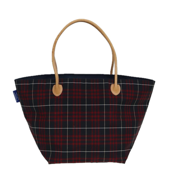 Burberry Nova Check Blue Label Hand Bag Nylon Red Navy Auth ti1865
