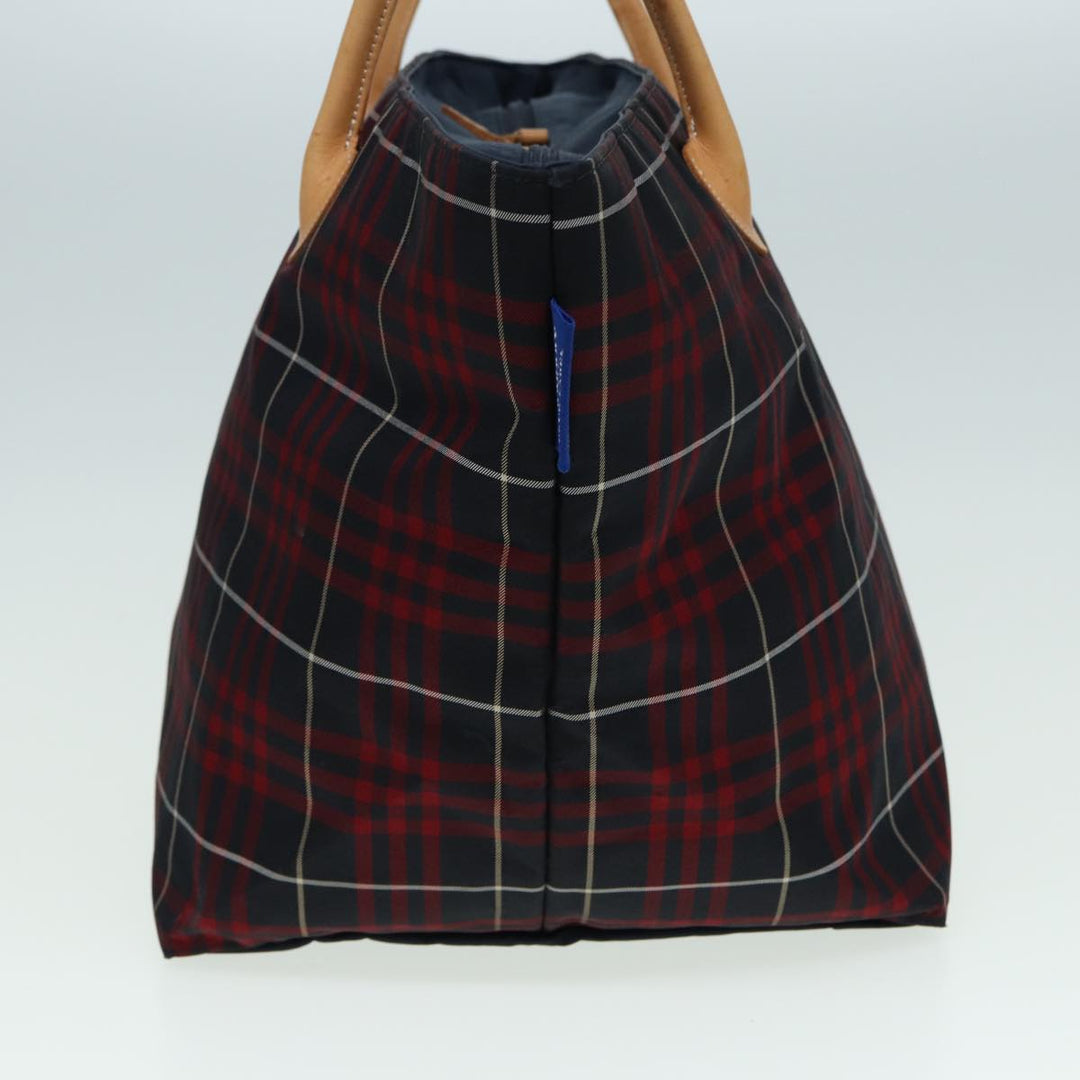 Burberry Nova Check Blue Label Hand Bag Nylon Red Navy Auth ti1865