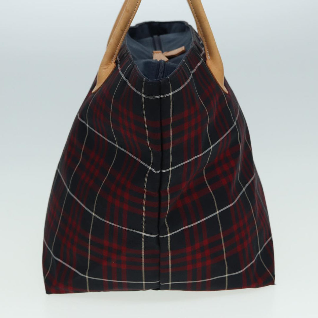 Burberry Nova Check Blue Label Hand Bag Nylon Red Navy Auth ti1865