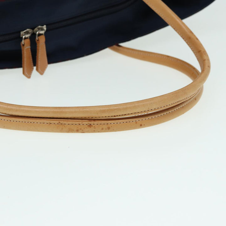 Burberry Nova Check Blue Label Hand Bag Nylon Red Navy Auth ti1865