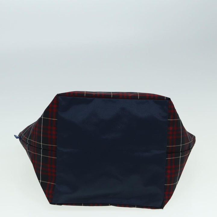 Burberry Nova Check Blue Label Hand Bag Nylon Red Navy Auth ti1865