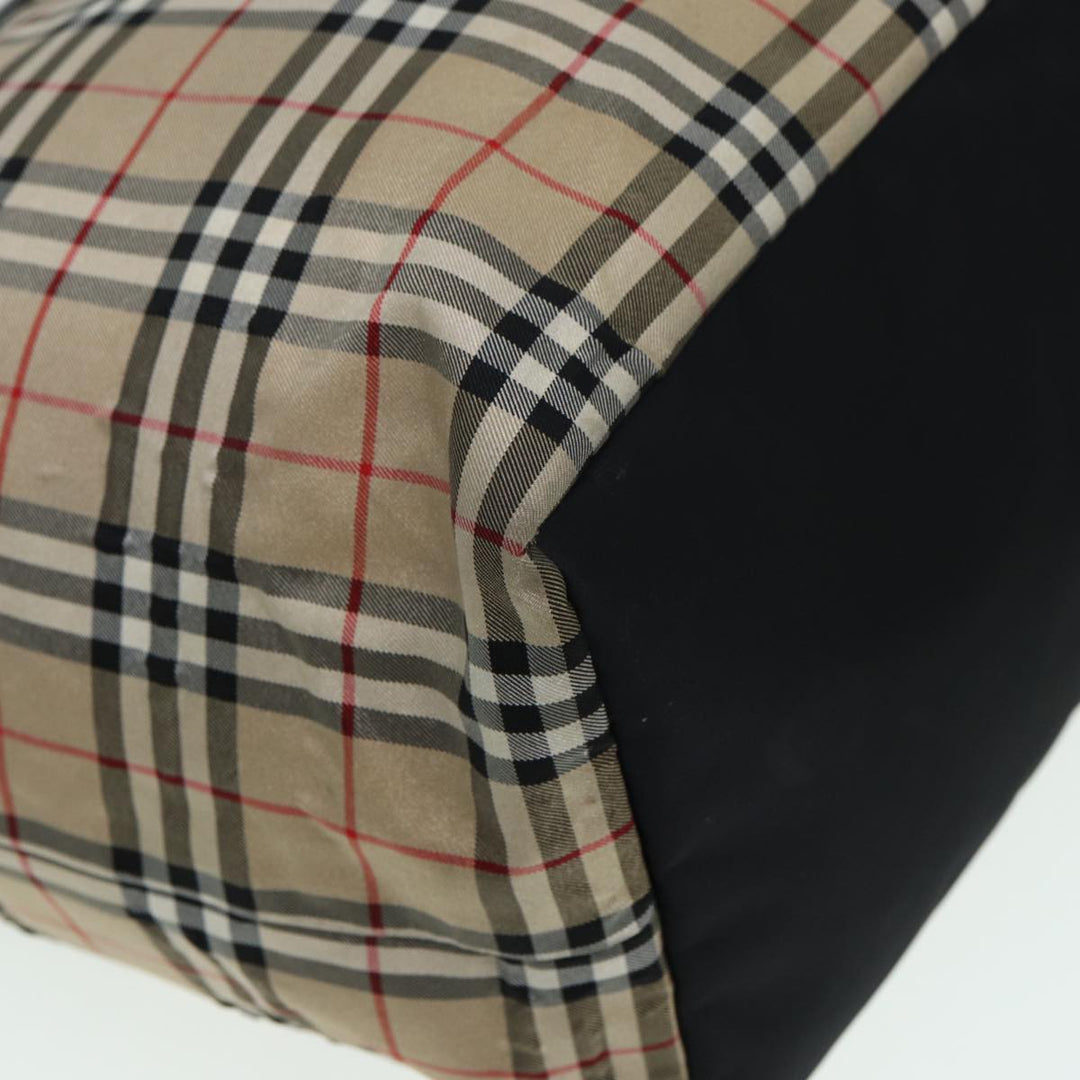 Burberry Nova Check Tote Bag Nylon Beige Black Auth ti1868