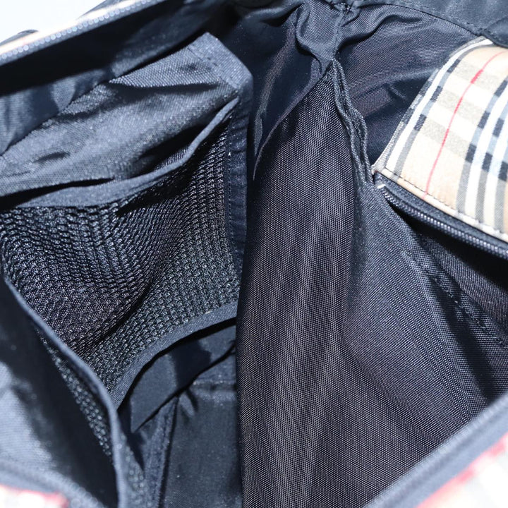 Burberry Nova Check Tote Bag Nylon Beige Black Auth ti1868