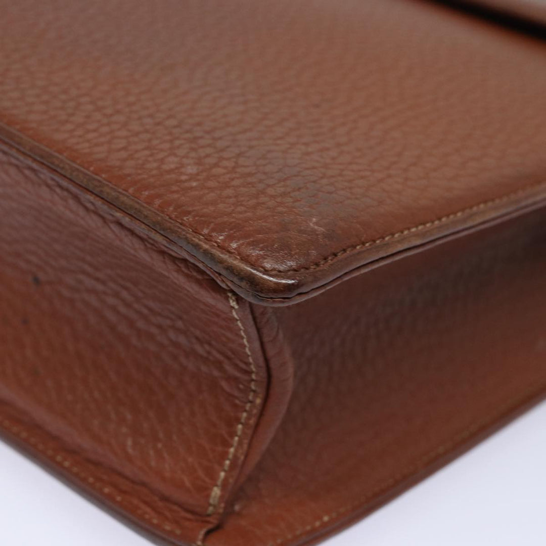 Burberry Hand Bag Leather Brown Auth ti1869