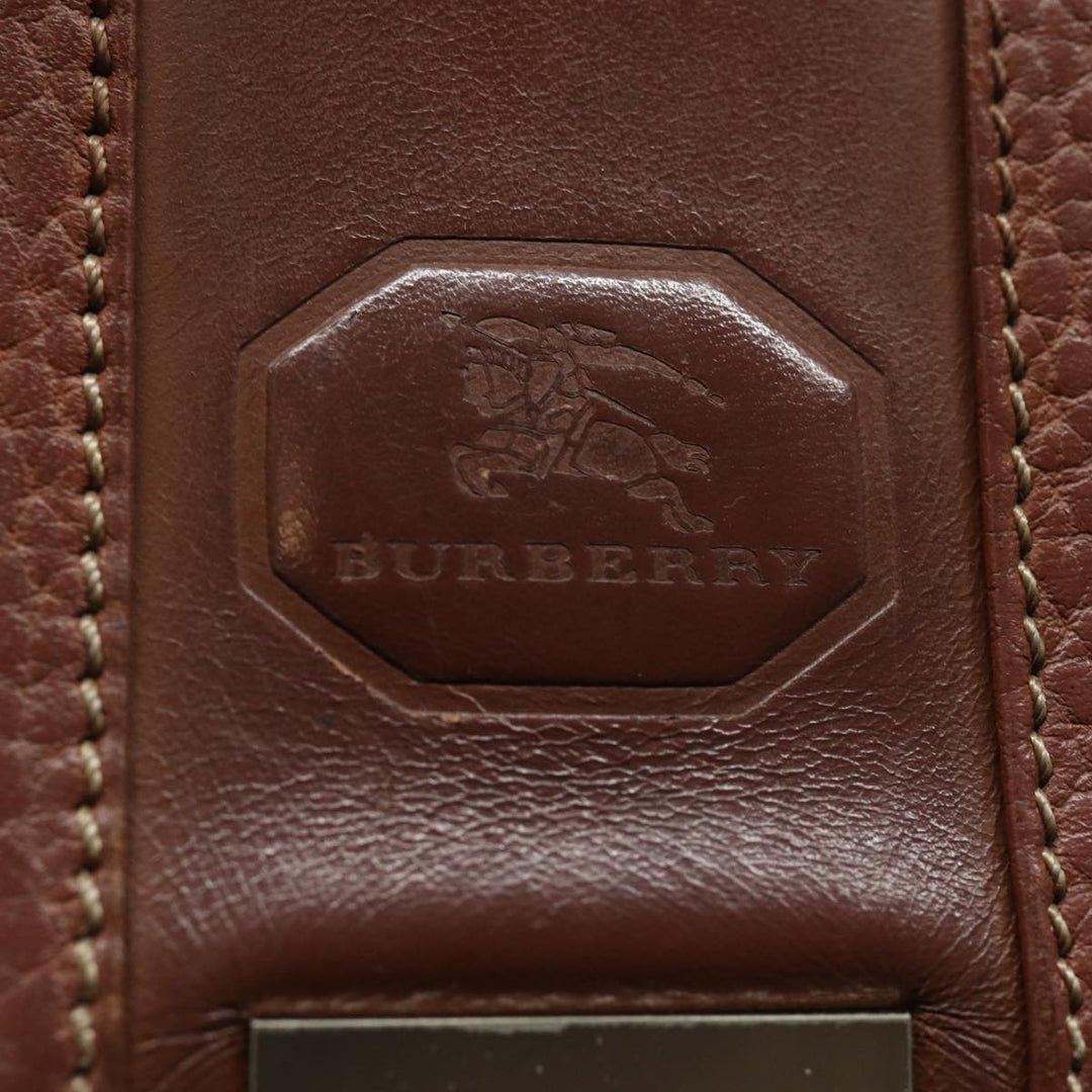 Burberry Hand Bag Leather Brown Auth ti1869