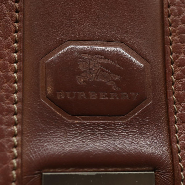 Burberry Hand Bag Leather Brown Auth ti1869