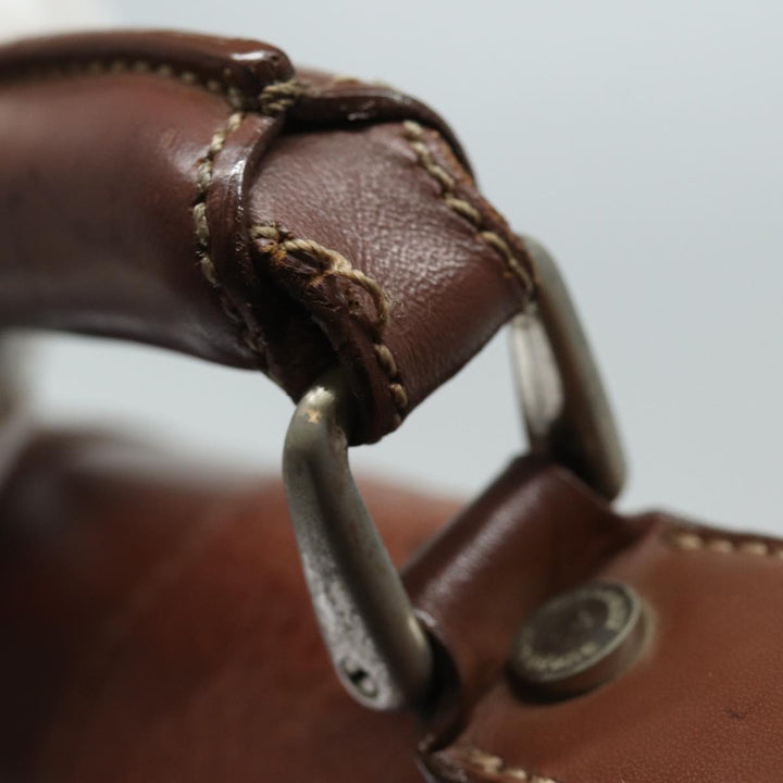 Burberry Hand Bag Leather Brown Auth ti1869