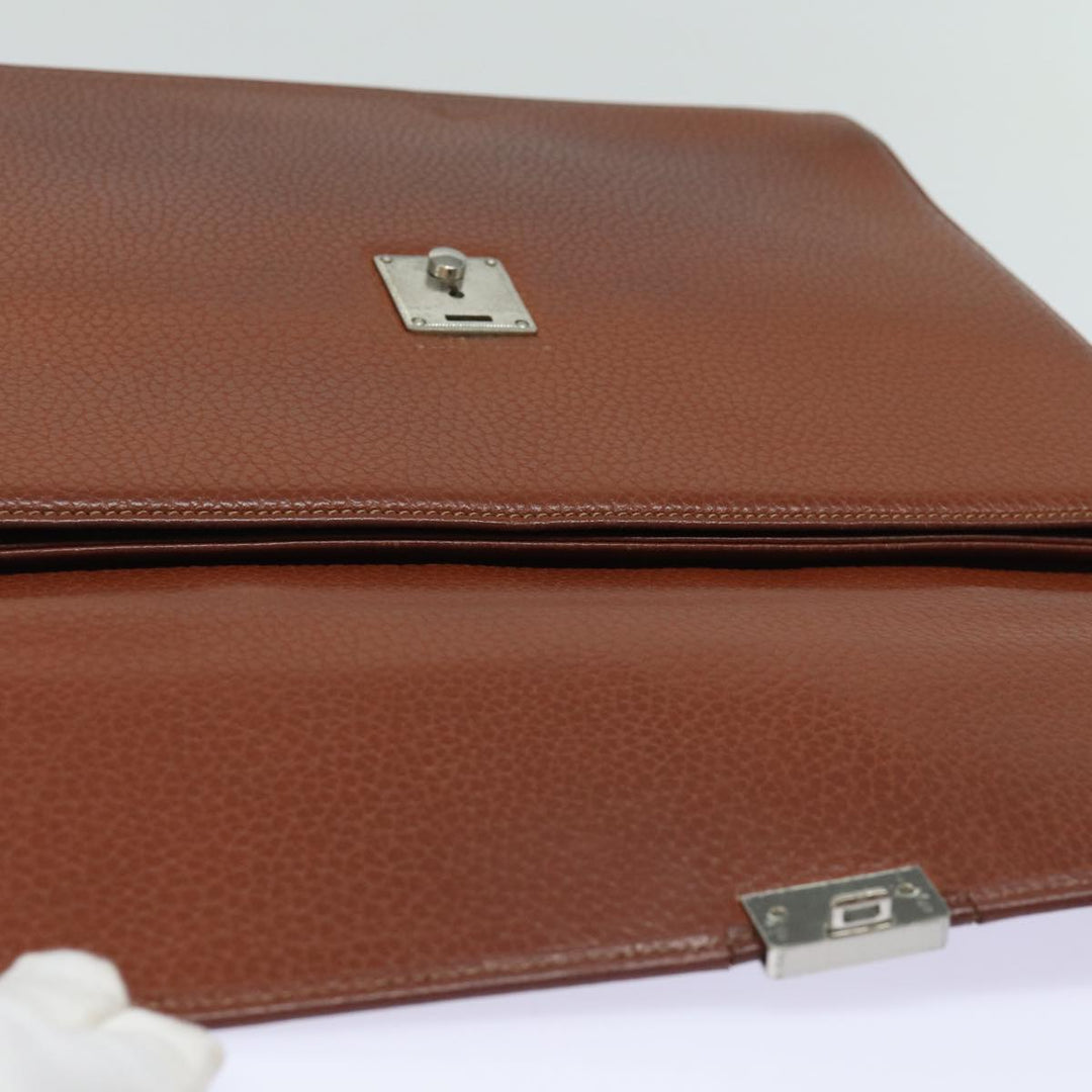 Burberry Hand Bag Leather Brown Auth ti1869
