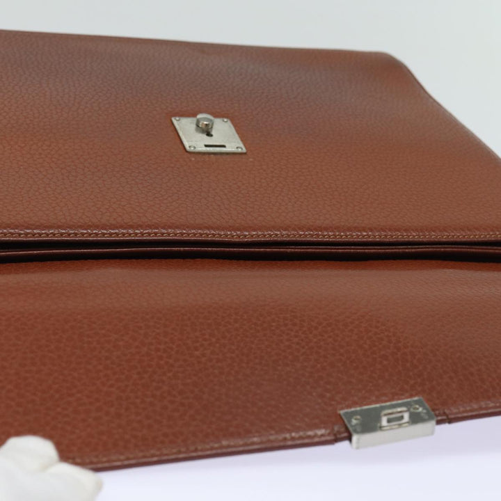Burberry Hand Bag Leather Brown Auth ti1869