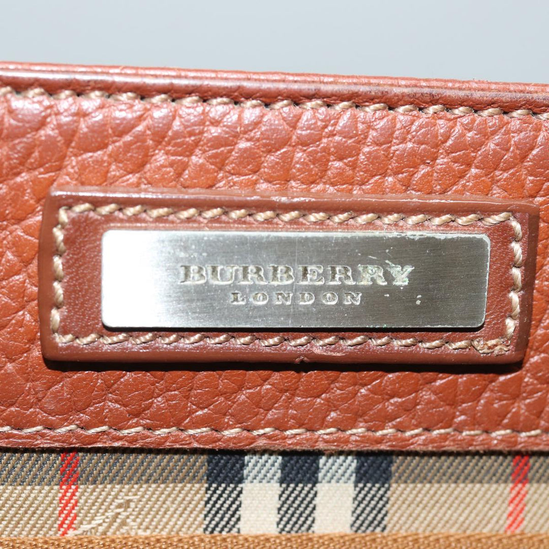 Burberry Hand Bag Leather Brown Auth ti1869