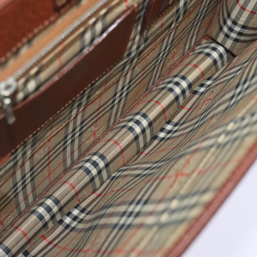 Burberry Hand Bag Leather Brown Auth ti1869